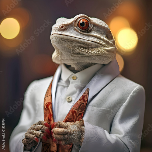 lizard dressed as a pope, ai generated. photo
