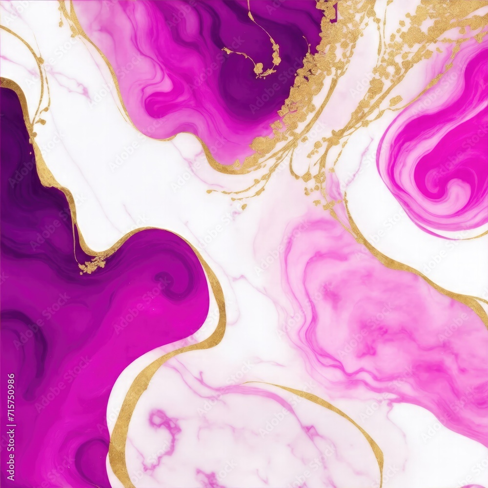 Magenta marble background with gold brushstrokes