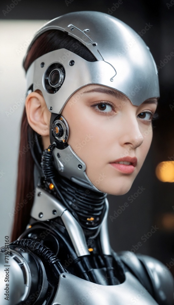 Android Cyber Robotic Woman Portrait