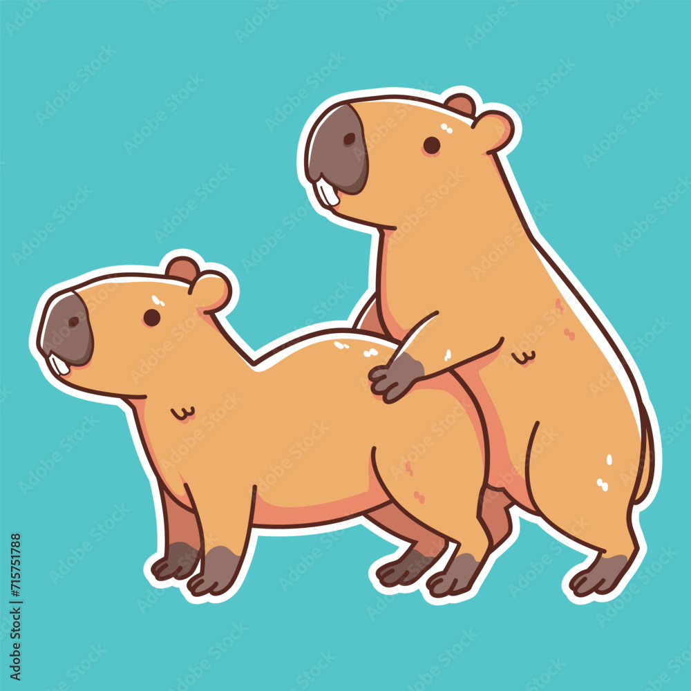 Obraz premium capybara mating vector illustration