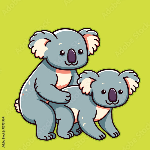 Canvas Print koala mating illustration