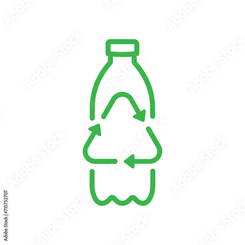 Recycle plastic bottle. Line vector.