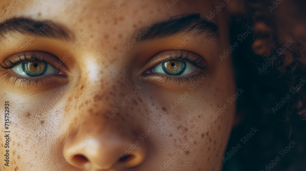 Fototapeta premium Intense Gaze - Portrait of a Freckled Woman 