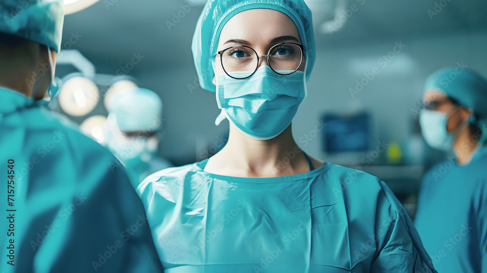 Portrait of a female surgeon preparing for an operation in an operating room Portrait of a female surgeon preparing for an operation in an operating room