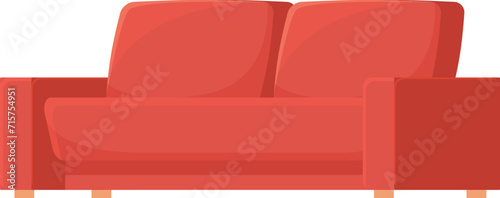 Red sofa icon cartoon vector. Room dirty old. Business leather clean