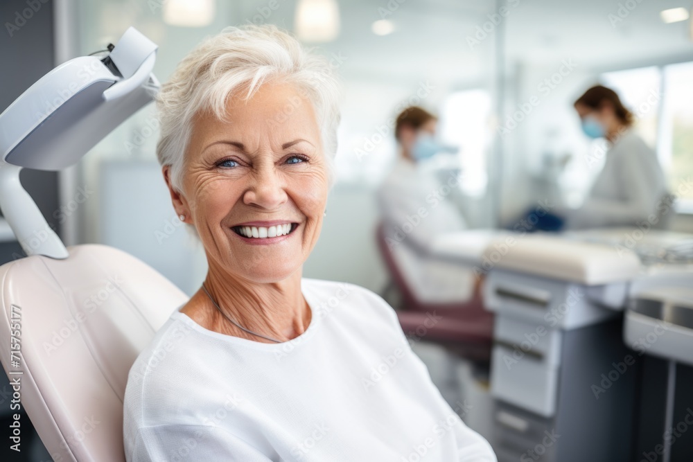 senior woman happy and surprised expression in a dentist clinic senior woman happy and surprised expression in a dentist clinic