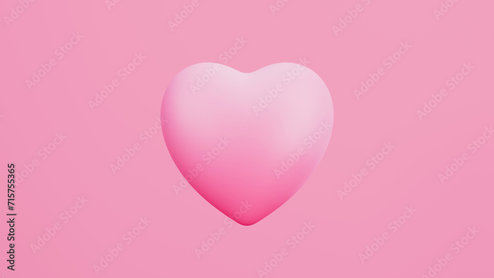 Pink 3D heart on pink background. Valentines day concept. 3d render illustration Pink 3D heart on pink background. Valentines day concept. 3d render illustration