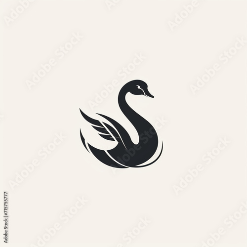 A graceful swan with its neck forming a subtle  S  shape  Logo on white background