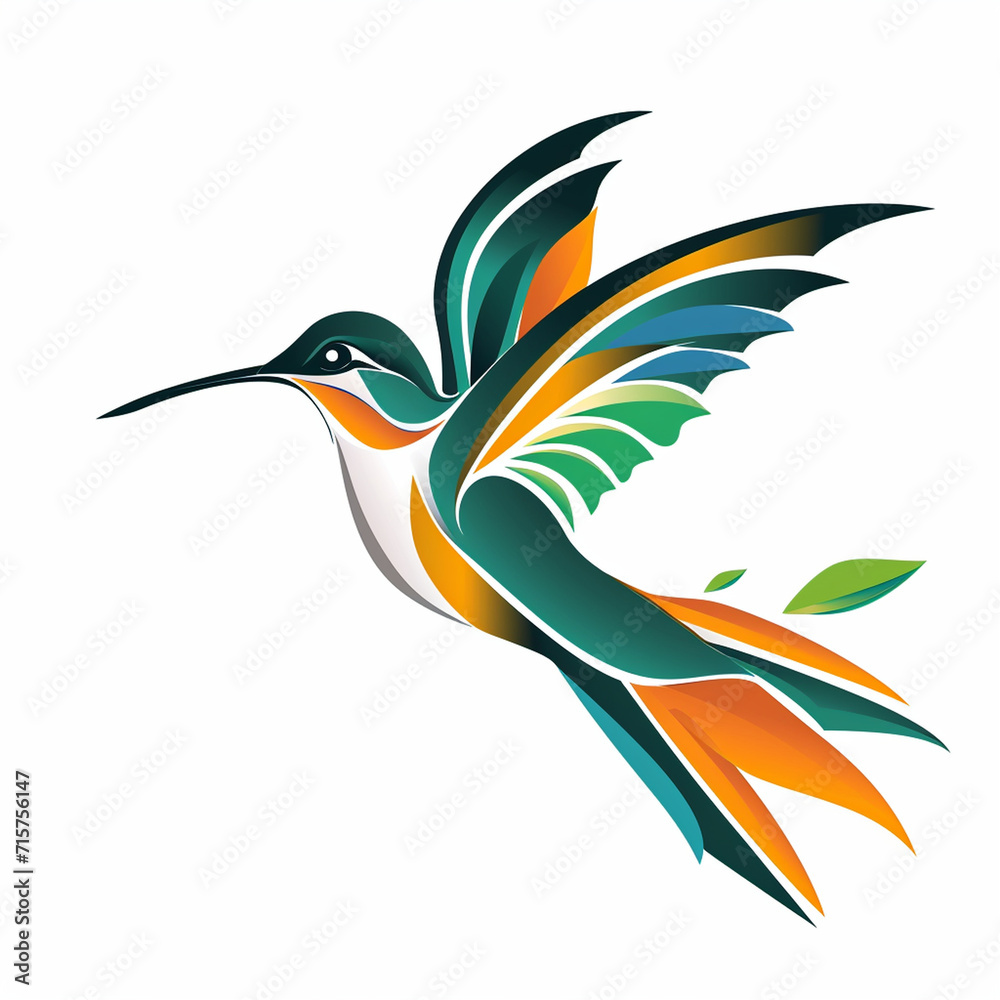 Fototapeta premium illustration of a hummingbird, Logo on white background