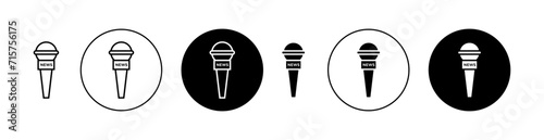 Microphone Press Vector Illustration Set. News Reporter Mike Vector Illustration Set in suitable for apps and websites UI designs style.