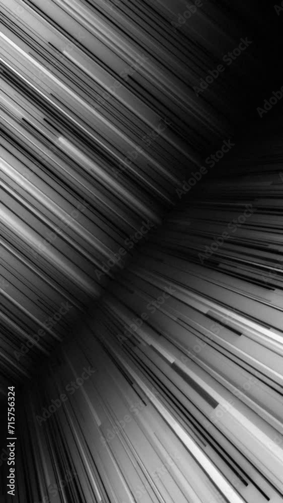 Background of black and white neon bright lines coming from two direction and meeting at center creating a diagonal dark shadow line. Stream of glowing fast moving lines. Background of black and white neon bright lines coming from two direction and meeting at center creating a diagonal dark shadow line. Stream of glowing fast moving lines.