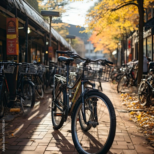 bicycle parking lot with colorful bicycles