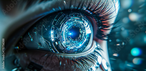 Android or cyborg woman bionic eye