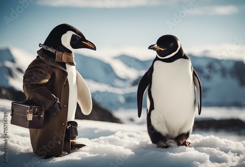 His adorable penguin friends wear uniforms resembling those of humans