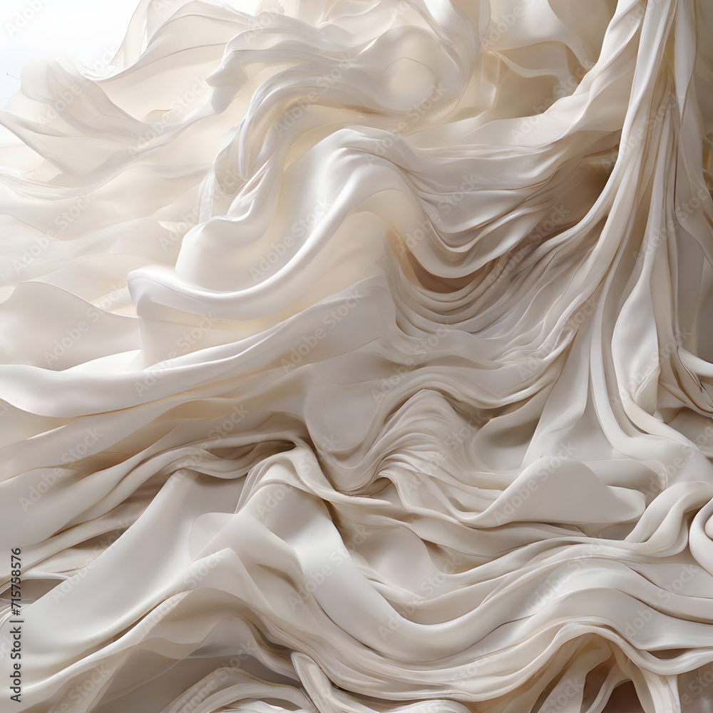 Pattern of abstract white shapes, flowing fabrics, transparent, wavy resin sheets, nyc explosion coverage, beautiful lighting