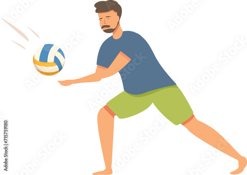 Fun play volleyball icon cartoon vector. Cute netting. Fun service man