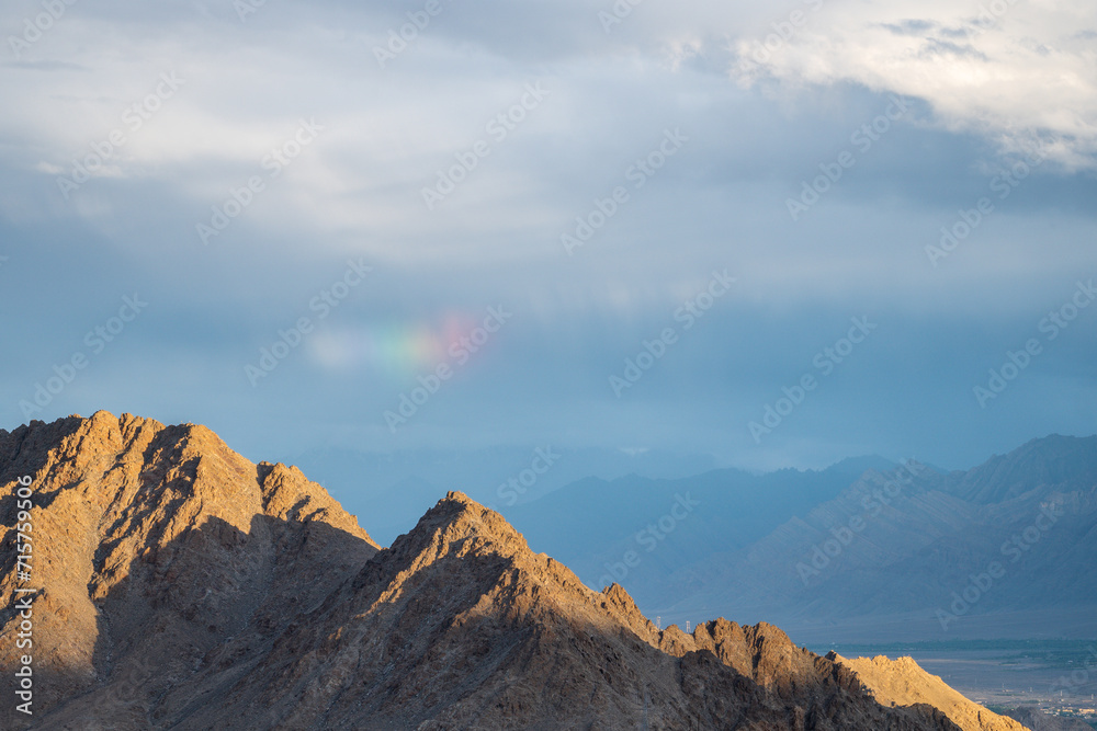 Rainbow over the mountains, Himalayas, Ladakh, India, Tibetan Buddhism
