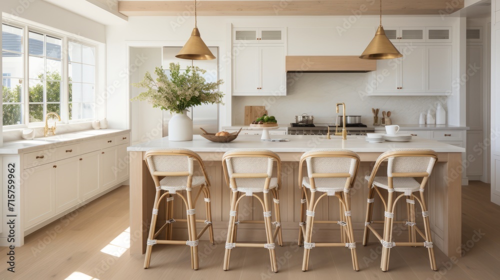 The lovely dining room below shows how versatile and elegant modern coastal decor can be From the soft ivory slipcovered chairs, to the large coral decorative piece on the credenza house interior