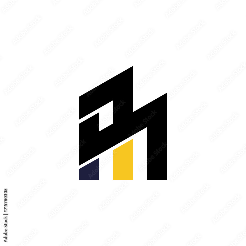 M letter initial logo design M letter initial logo design