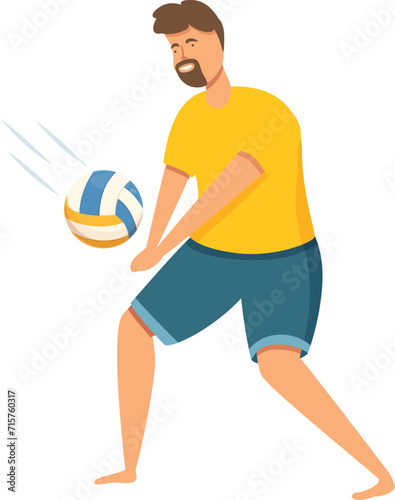 Amateur volleyball player icon cartoon vector. Netting area. Child play ball