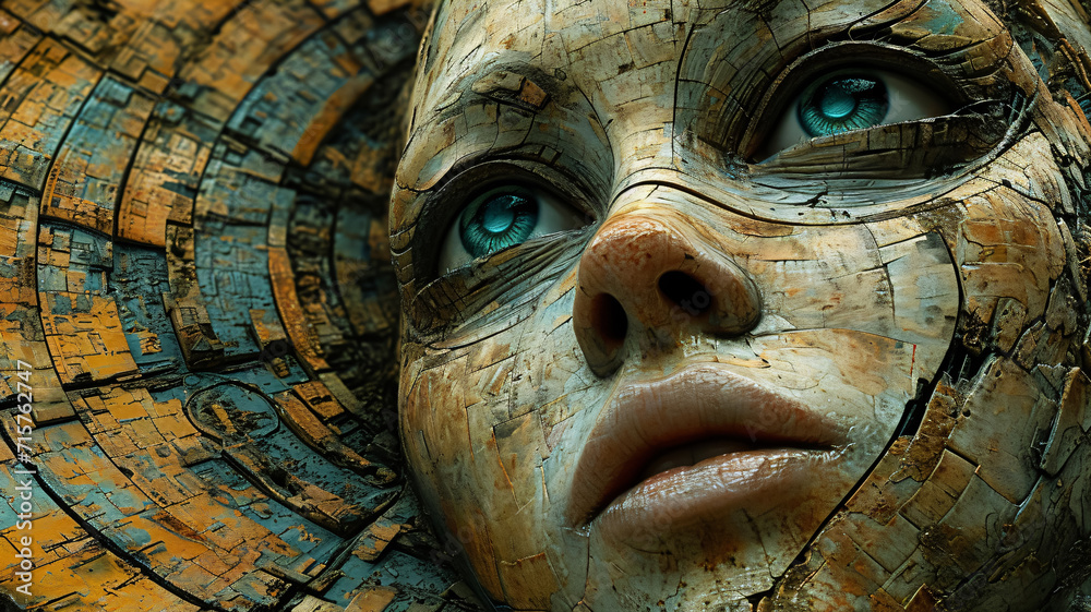 a head made of stone - disillusionment and irrationality, absurdity and nonsense, surreal fantasy world a head made of stone - disillusionment and irrationality, absurdity and nonsense, surreal fantasy world