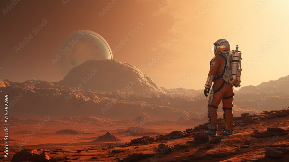 An astronaut is exploring a new planet.