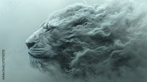 head of a lion made of smoke waves