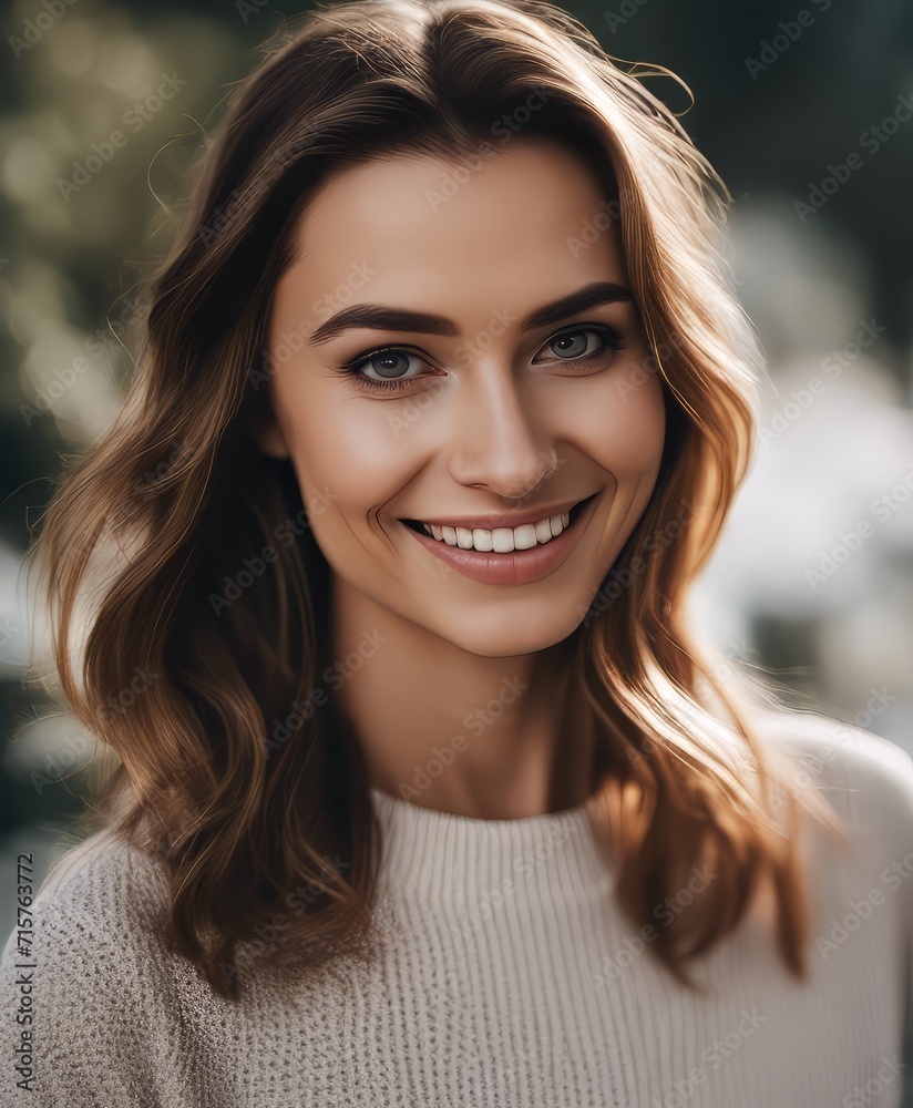 Obraz premium Portrait of a beautiful young woman smiling and looking at camera isolated on a white background