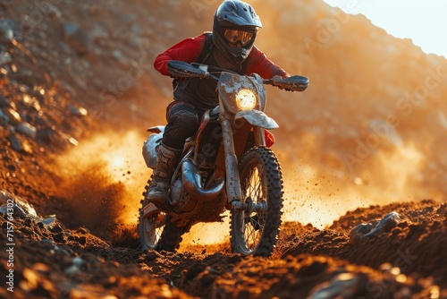 Motocross rider on the race. Extreme motocross concept. Motocross. Enduro. Extreme sport concept. © John Martin