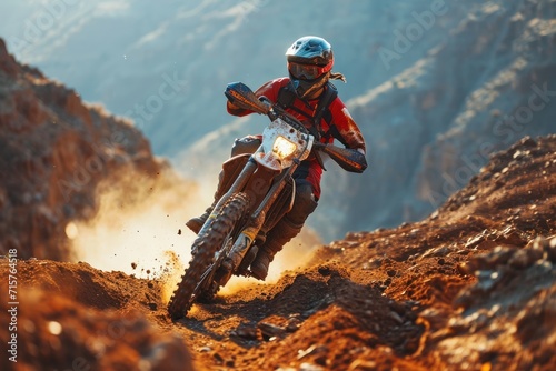 Motocross rider on the race. Extreme motocross concept. Motocross. Enduro. Extreme sport concept. © John Martin