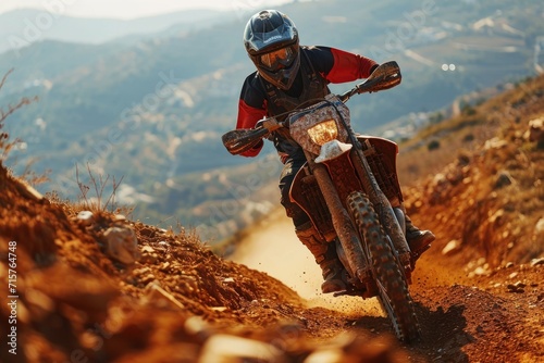 Motocross rider on the race. Extreme motocross sport. Motocross. Enduro. Extreme sport concept.