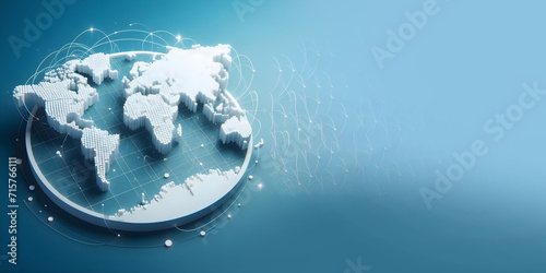 Fototapeta Naklejka Na Ścianę i Meble -  3d world map on blue background, banner with space for text