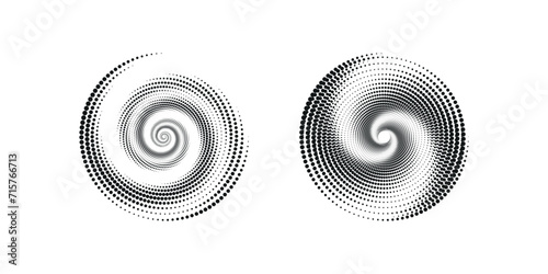 Halftone circular dotted frames set. Circle dots texture isolated on white background. Spotted spray texture. Vector abstract design element