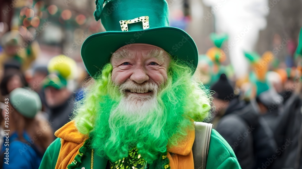 Bearded Man in Green Celebrating St. Patrick's Day