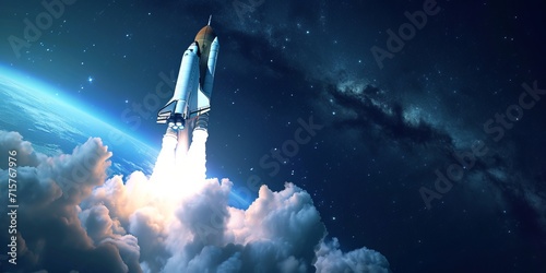 Space shuttle taking off on a mission. Deep space. Beauty of endless universe.