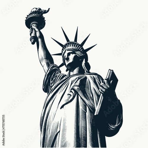 statue of liberty and city
