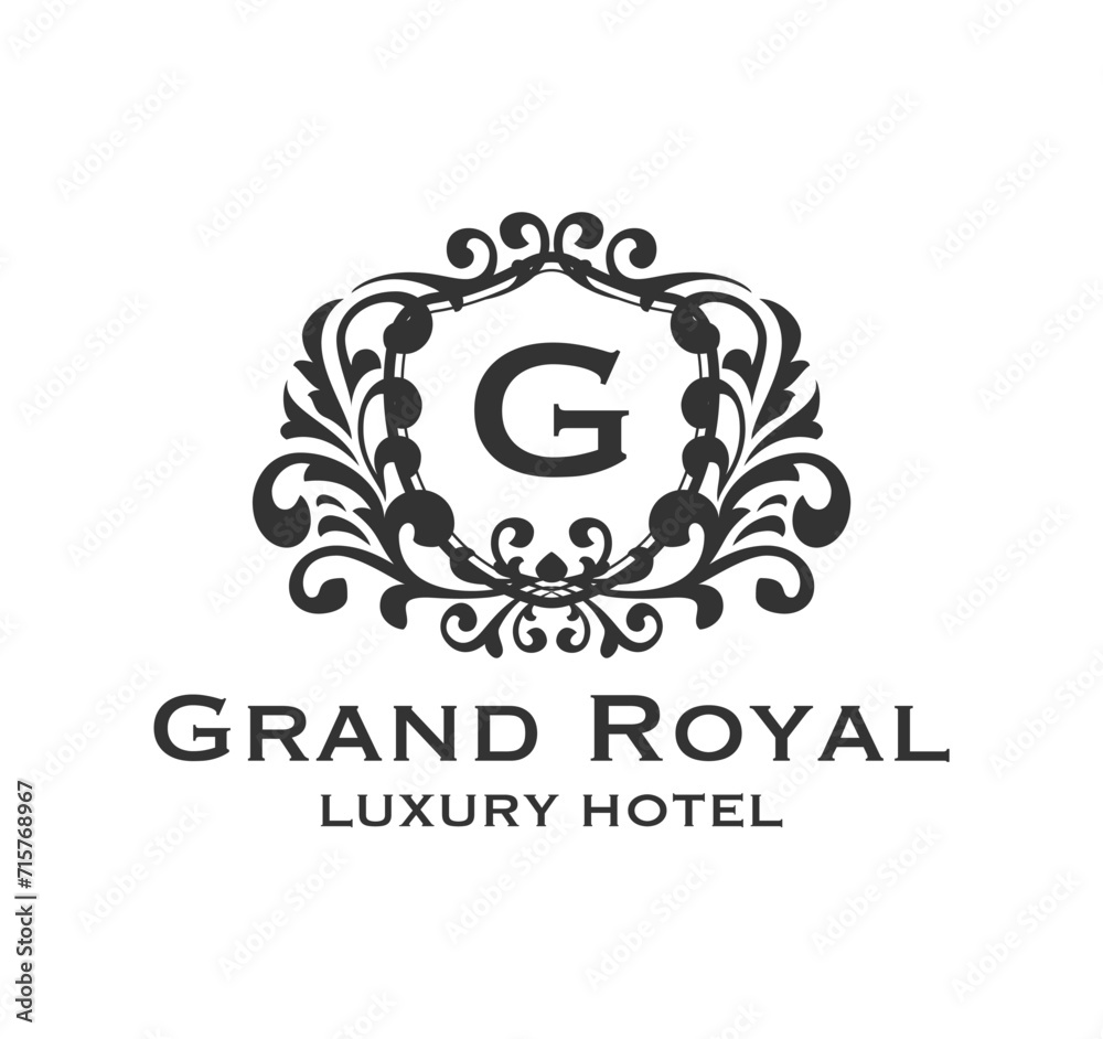Vintage grand royal Monogram and Frame Logo Decorative Design