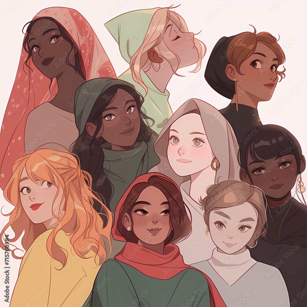 Diverse women illustration, DEI, powerful women, diversity is our strength, we are all better together