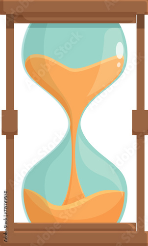Wood sand clock icon cartoon vector. Game waiting. Loading golden alarm