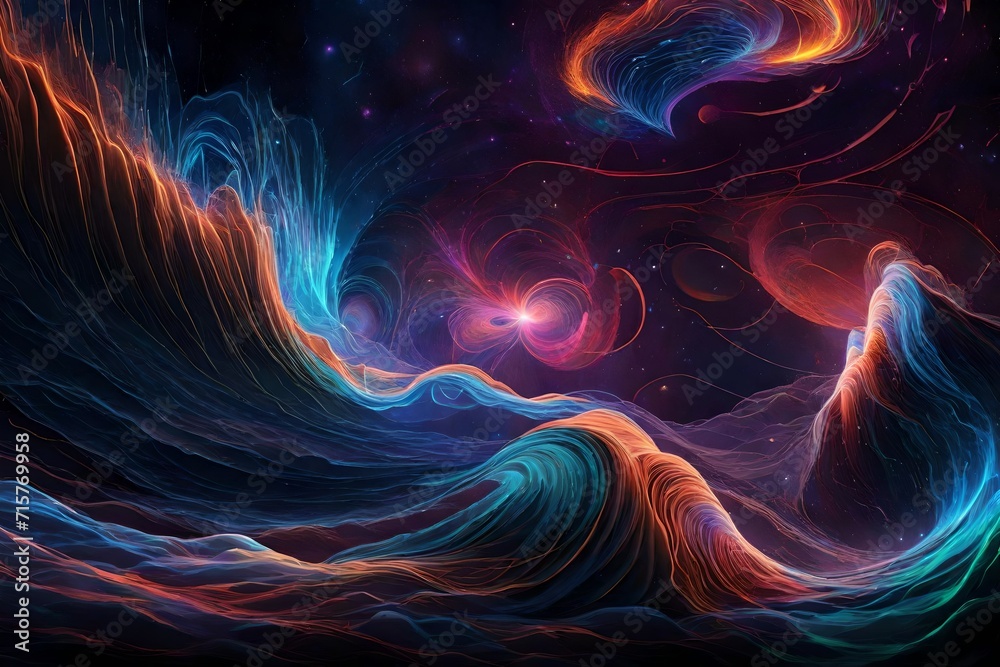 A symphony of neon waves in a cosmic symposium