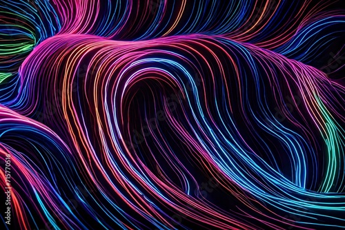 Neon waves cascading like a waterfall of light