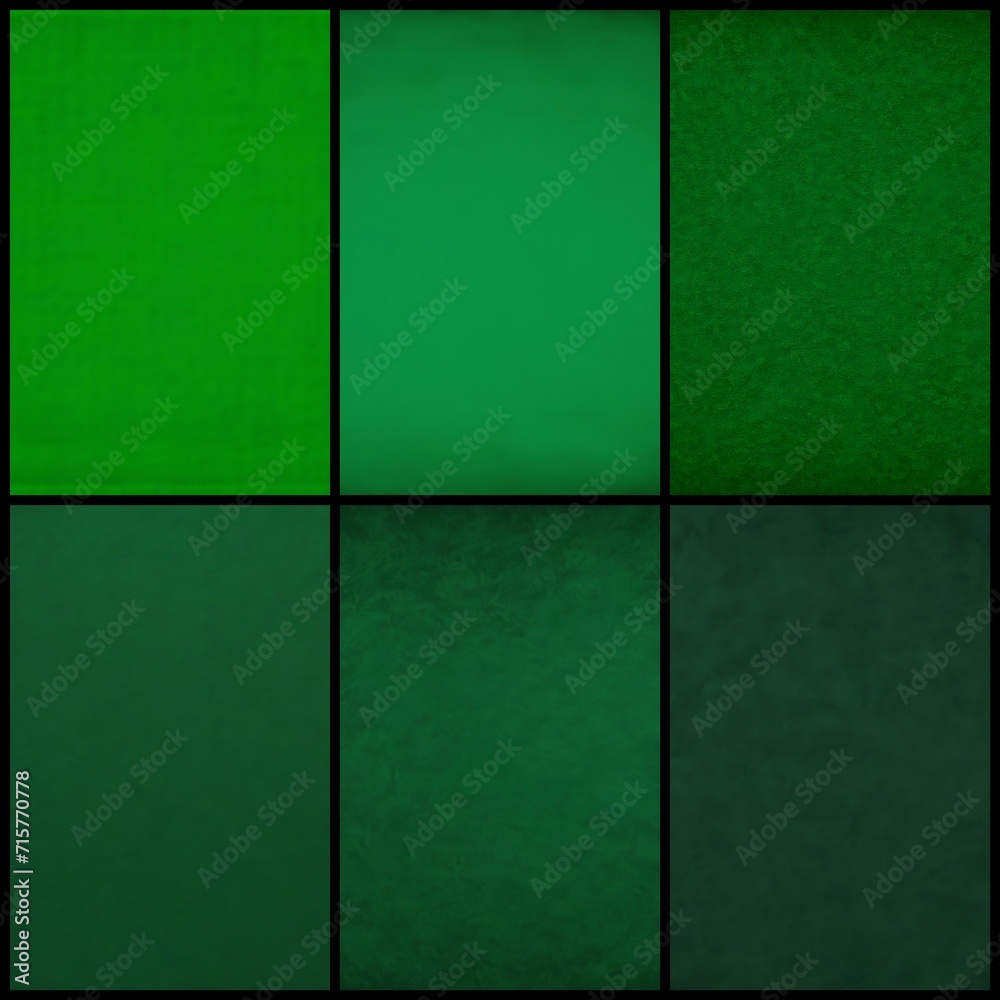Fototapeta premium Different shades of green velvet textures set
