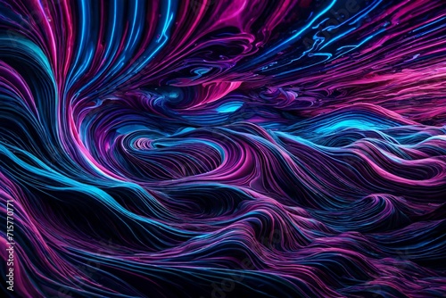 Liquid neon waves transcending reality