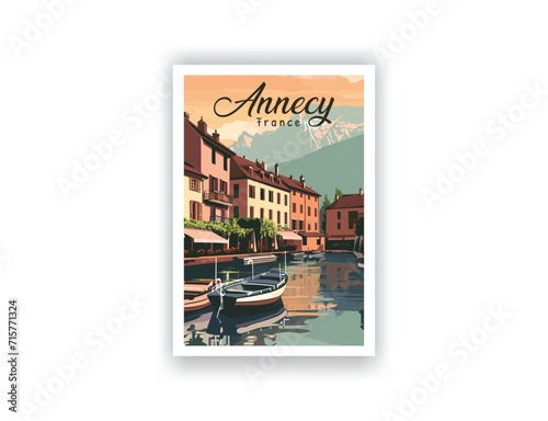 Annecy, France. Vintage Travel Posters. Famous Tourist Destinations Posters Art Prints Wall Art and Print Set Abstract Travel for Hikers Campers Living Room Decor