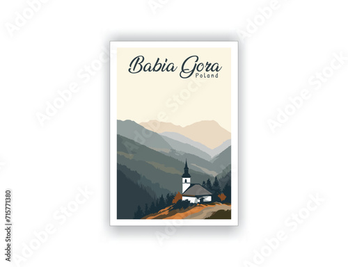 Babia Gora, Poland. Famous Tourist Destinations Posters Art Prints Wall Art and Print Set Abstract Travel for Hikers Campers Living Room Decor