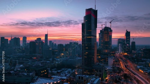 Warszawa - wschód słońca zimą