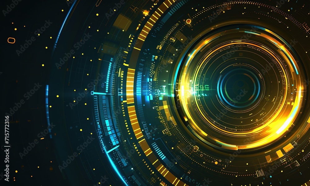Futuristic digital interface with glowing circular elements, ideal for ...
