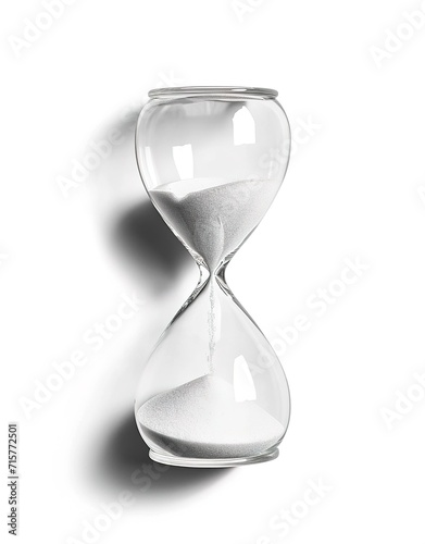 An elegant hourglass with flowing sand illuminated with golden light, symbolizing the passage of time
