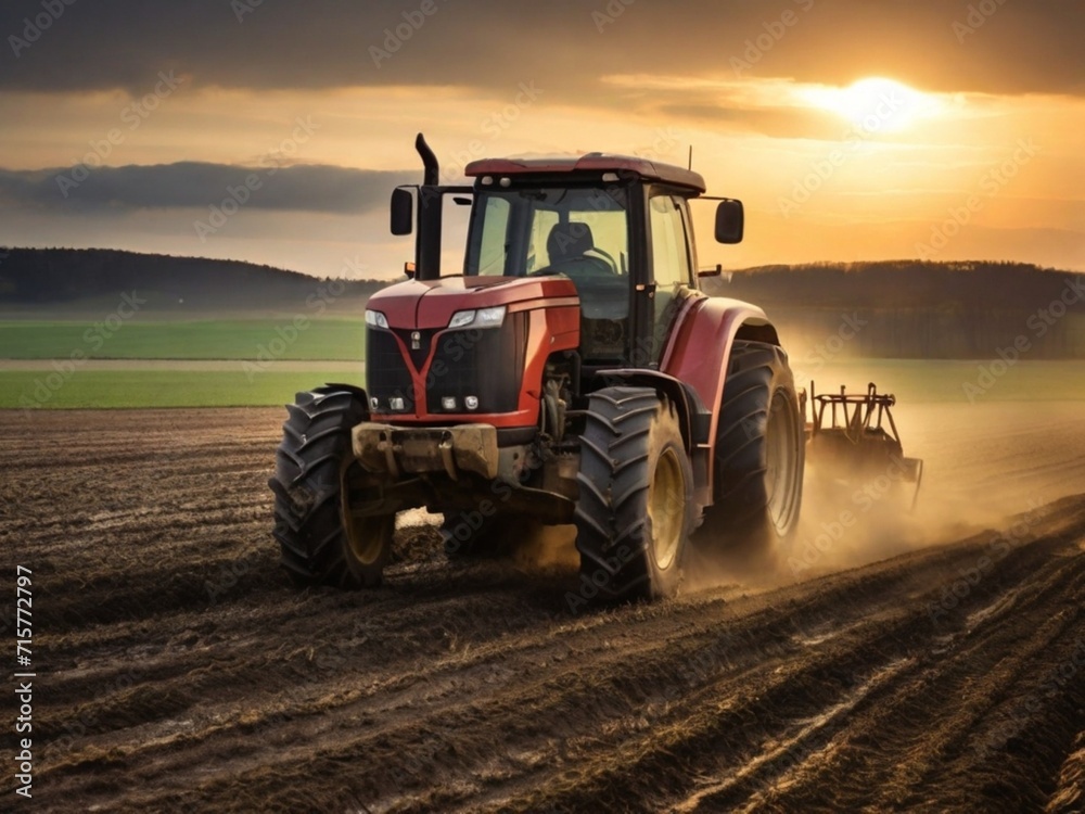 Fototapeta premium tractor in the field