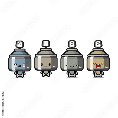 Adorable Spray Paint Can Character pack of four